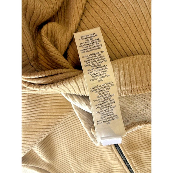 WHITE HOUSE BLACK MARKET WHBM RIB TANK TOP TAN CAMEL Sz LARGE Split Front Hem - Picture 10 of 10